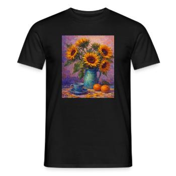 Graphismes de tournesols jaunes Fleurs de tournesol - T-shirt homme - noir - Devant - AI Model Male 178 light (178cm)