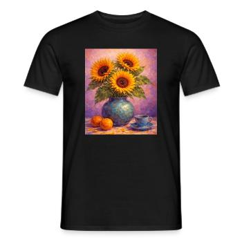 Graphismes de tournesols jaunes Fleurs de tournesol - T-shirt homme - noir - Devant - AI Model Male 178 light (178cm)