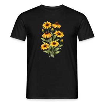 Graphismes de tournesols jaunes Fleurs de tournesol - T-shirt homme - noir - Devant - AI Model Male 178 light (178cm)