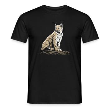 Lynx Rock Portrait Wildcat Nature - T-shirt homme - noir - Devant - AI Model Male 178 light (178cm)