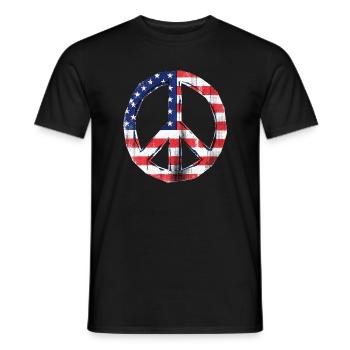 Drapeau de la paix des États-Unis - T-shirt homme - noir - Devant - AI Model Male 178 light (178cm)