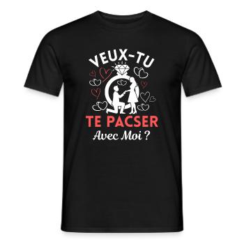 Veux-tu Te Pacser avec Moi Couple Amour Demande - T-shirt homme - noir - Devant - AI Model Male 178 light (178cm)