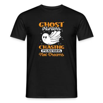 Ghost Hunter Halloween English Saying - Men's T-Shirt - black - Front - AI Model Male 178 light (178cm)