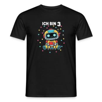 Ich bin 3 - Süßes Roboter zum 3. Geburtstag - Männer T-Shirt - Schwarz - Vorne - AI Model Male 178 light (178cm)