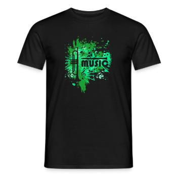 Grünes Trompete Splatter Musik - Männer T-Shirt - Schwarz - Vorne - AI Model Male 178 light (178cm)