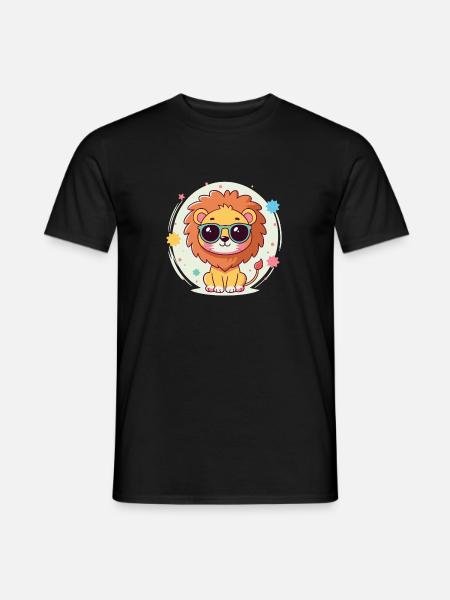 Cute Lion Sunglasses - Men's T-Shirt - black