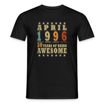 April 1996 Vintage-Geburtstagsgeschenk - Männer T-Shirt - Schwarz - Vorne - AI Model Male 178 light (178cm)