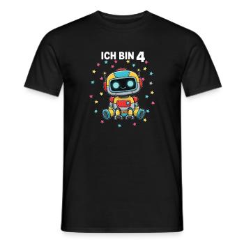 Ich bin 4 - Süßes Roboter zum 4. Geburtstag - Männer T-Shirt - Schwarz - Vorne - AI Model Male 178 light (178cm)