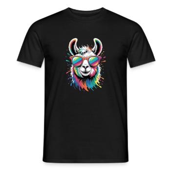 Colorful Llama Watercolor Splash - Men's T-Shirt - black - Front - AI Model Male 178 light (178cm)