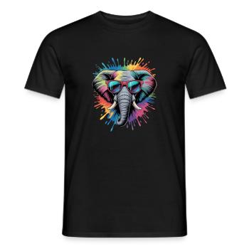 Colorful Elephant Watercolor Splash - Men's T-Shirt - black - Front - AI Model Male 178 light (178cm)