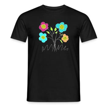 Colorful flowers sketch in the garden - Men's T-Shirt - black - Front - AI Model Male 178 light (178cm)