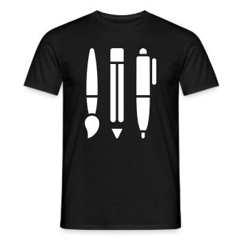 Pinceau, crayon et stylo - Symbole artistique - T-shirt homme - noir - Devant - AI Model Male 178 light (178cm)