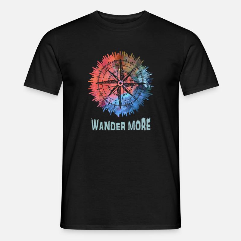 Wander More Compass Batik - Männer T-Shirt - Schwarz