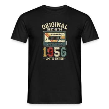 Original 1956 Retro Cassette Tape 70th Birthday - Men's T-Shirt - black - Front - AI Model Male 178 light (178cm)