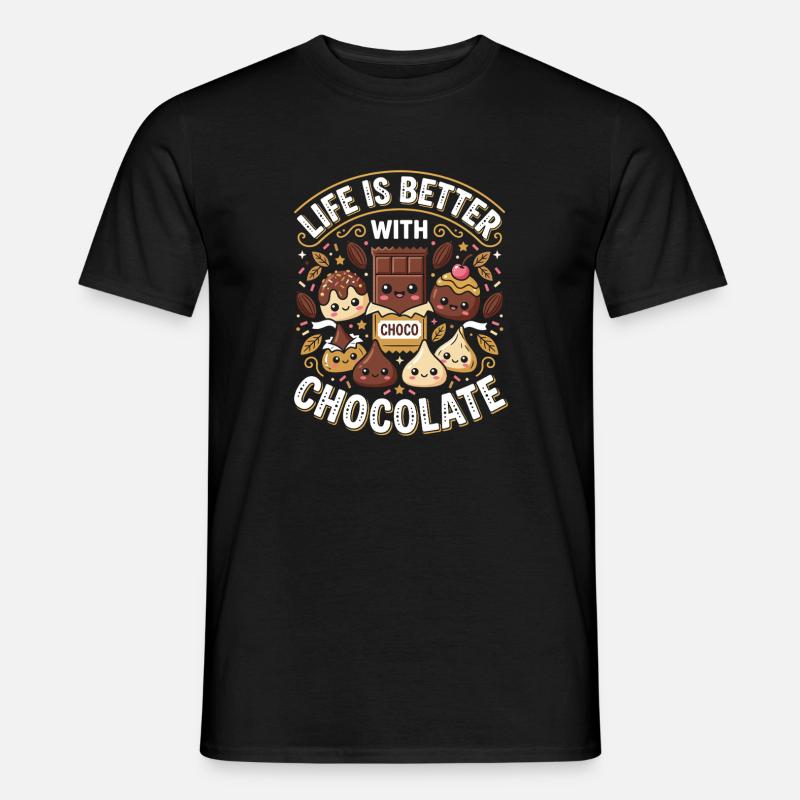 Leben mit Schokolade - Männer T-Shirt - Schwarz
