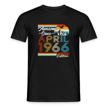 Cadeau d’anniversaire Vintage Born d’avril 1966 - T-shirt homme - noir - Devant - AI Model Male 178 light (178cm)