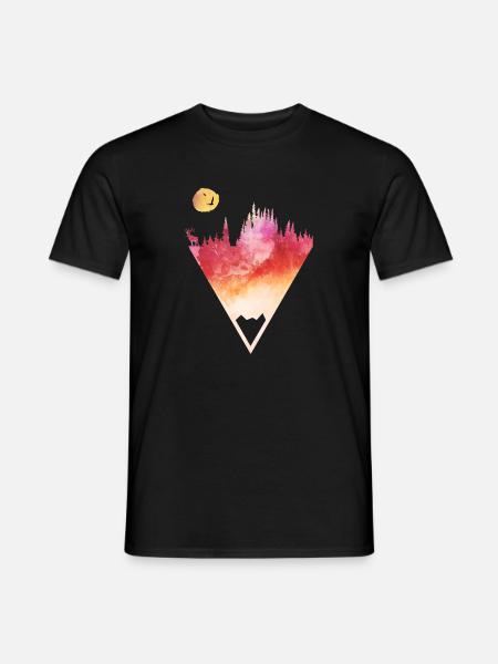 Aquarell Waldhirsch Geometrische Kunst - Männer T-Shirt - Schwarz