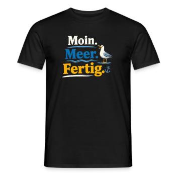 Moin Meer Fertig Möwe lustig Spruch  - Männer T-Shirt - Schwarz - Vorne - AI Model Male 178 light (178cm)