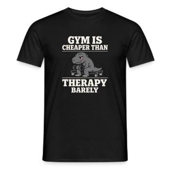 Emo Dinosaur Funny Gym Sad Workout Lifting - Men's T-Shirt - black - Front - AI Model Male 178 light (178cm)