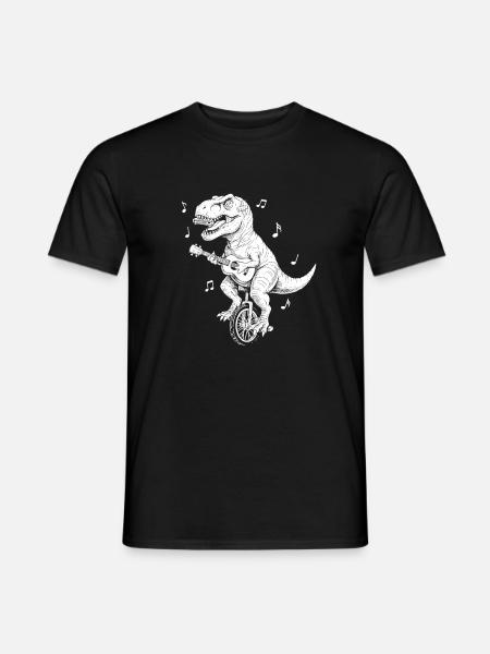 T-Rex Unicycle Music Illustration - Men's T-Shirt - black