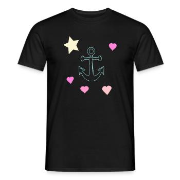 Pastel Anchor Doodle with Hearts and Star - Men's T-Shirt - black - Front - AI Model Male 178 light (178cm)