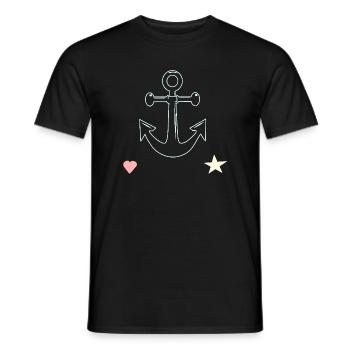 Motif Anchor Lines Étoile en forme de cœur - T-shirt homme - noir - Devant - AI Model Male 178 light (178cm)