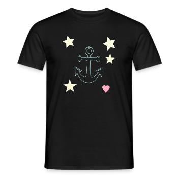 Anchor Hand Drawing with Star Heart - Men's T-Shirt - black - Front - AI Model Male 178 light (178cm)