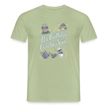 "Unbirthday" Teeparty Wunderland Geburtstag - Men's T-Shirt - sage - Front - AI Model Male 178 light (178cm)