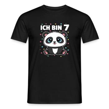 Ich bin 7 - Süßes Panda zum 7. Geburtstag - Männer T-Shirt - Schwarz - Vorne - AI Model Male 178 light (178cm)