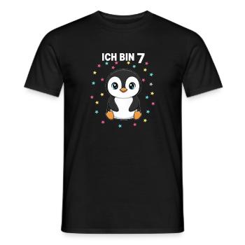 Ich bin 7 - Süßes Pinguin zum 7. Geburtstag - Männer T-Shirt - Schwarz - Vorne - AI Model Male 178 light (178cm)