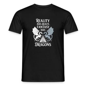 Fiktion Fantasy Drache Roman Bücherwurm Lustig - Männer T-Shirt - Schwarz - Vorne - AI Model Male 178 light (178cm)