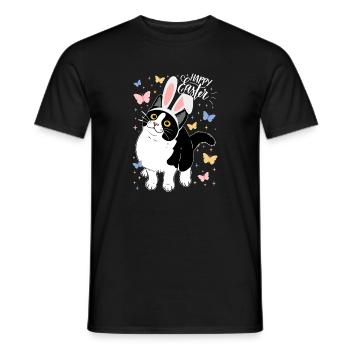 Easter Cat with Bunny Ears - Men's T-Shirt - black - Front - AI Model Male 178 light (178cm)