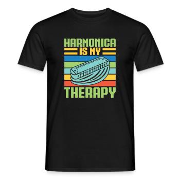 Funny Harmonica Player Is My Therapy Harmonica - Männer T-Shirt - Schwarz - Vorne - AI Model Male 178 light (178cm)