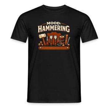 Stimmung: Hämmern | Lederwerkzeug - Männer T-Shirt - Schwarz - Vorne - AI Model Male 178 light (178cm)