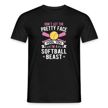 Softball Player Teen Girls - Men's T-Shirt - black - Front - AI Model Male 178 light (178cm)