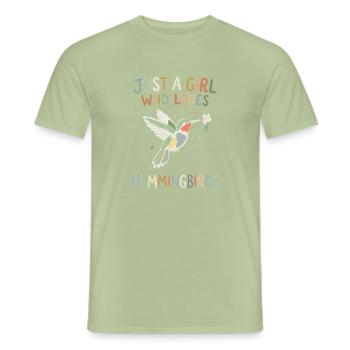 Juste une fille qui adore les colibris - T-shirt homme - vert sauge - Devant - AI Model Male 178 light (178cm)