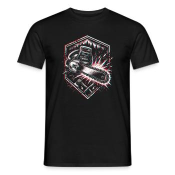 Chainsaw Axe Lumberjack Forest Design - Men's T-Shirt - black - Front - AI Model Male 178 light (178cm)