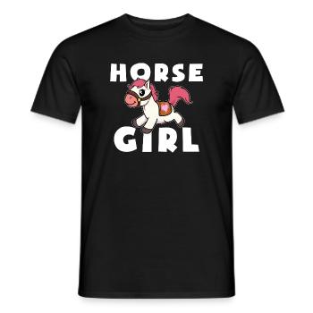 Fille Cheval Poney Mignonne - T-shirt homme - noir - Devant - AI Model Male 178 light (178cm)