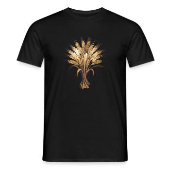 Wheat Ears of Wheat Bunch Thanksgiving Autumn Motif for - Men's T-Shirt - black - Front - AI Model Male 178 light (178cm)