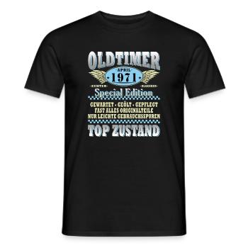 Oldtimer April 1971 Special Edition - Männer T-Shirt - Schwarz - Vorne - AI Model Male 178 light (178cm)