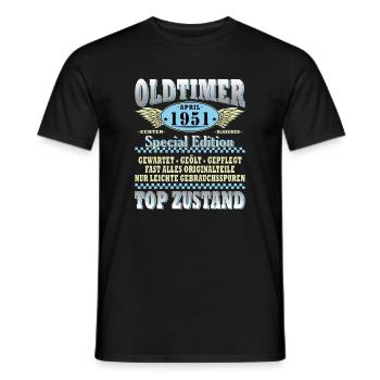 Oldtimer April 1951 Spezialedition - Männer T-Shirt - Schwarz - Vorne - AI Model Male 178 light (178cm)