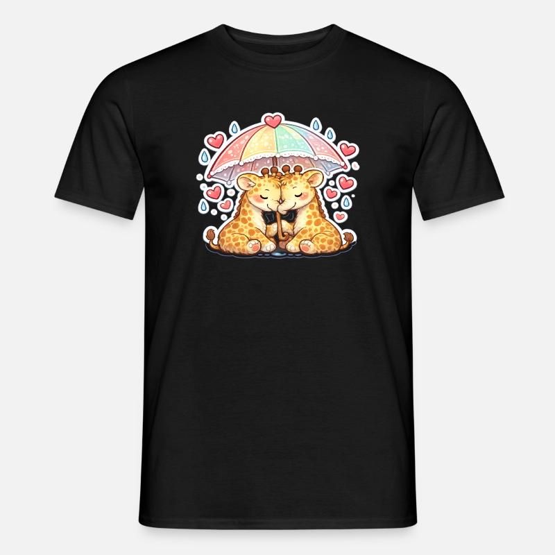 Cuddly giraffes under rainbow - Men’s T-shirt - black