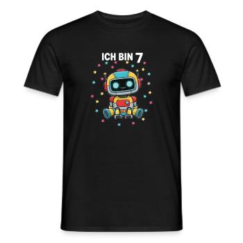 Ich bin 7 - Süßes Roboter zum 7. Geburtstag - Männer T-Shirt - Schwarz - Vorne - AI Model Male 178 light (178cm)