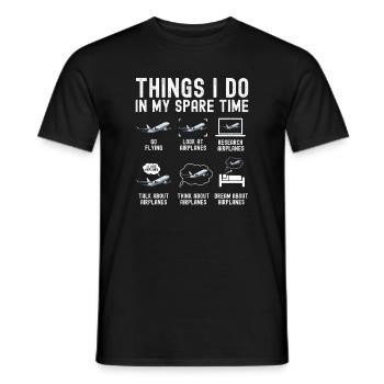 Flugzeug Flug Pilot Flugzeug Fluggesellschaft - Männer T-Shirt - Schwarz - Vorne - AI Model Male 178 light (178cm)