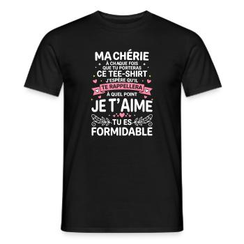 Message d'amour sur Tee shirt - T-shirt homme - noir - Devant - AI Model Male 178 light (178cm)