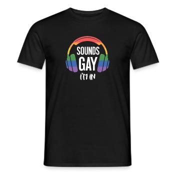 Mois de la Fierté LGBT - Ça sonne gay, j’en suis - T-shirt homme - noir - Devant - AI Model Male 178 light (178cm)