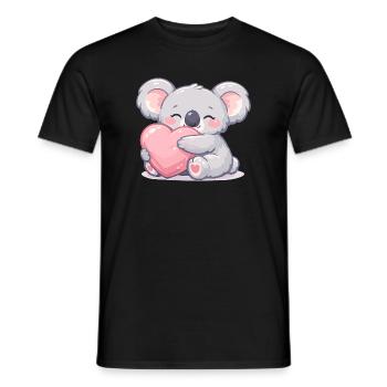 Kleiner Koala kuschelt Herz - Männer T-Shirt - Schwarz - Vorne - AI Model Male 178 light (178cm)
