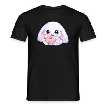 Kawaii Hase mit Donut - Männer T-Shirt - Schwarz - Vorne - AI Model Male 178 light (178cm)