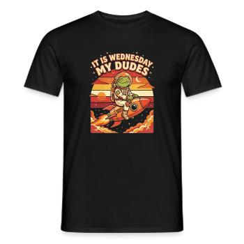 It Is Wednesday My Dudes Space Frog Astronaut Meme - Men's T-Shirt - black - Front - AI Model Male 178 light (178cm)