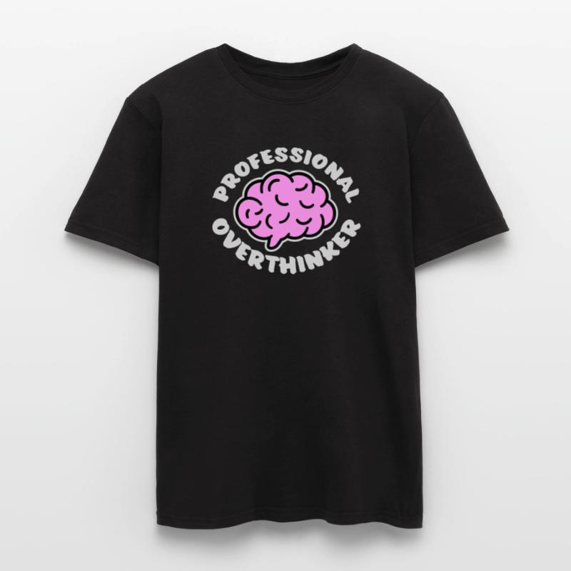 Professional Overthinker Funny Brooding Anxiety Logo Men’s T-shirt